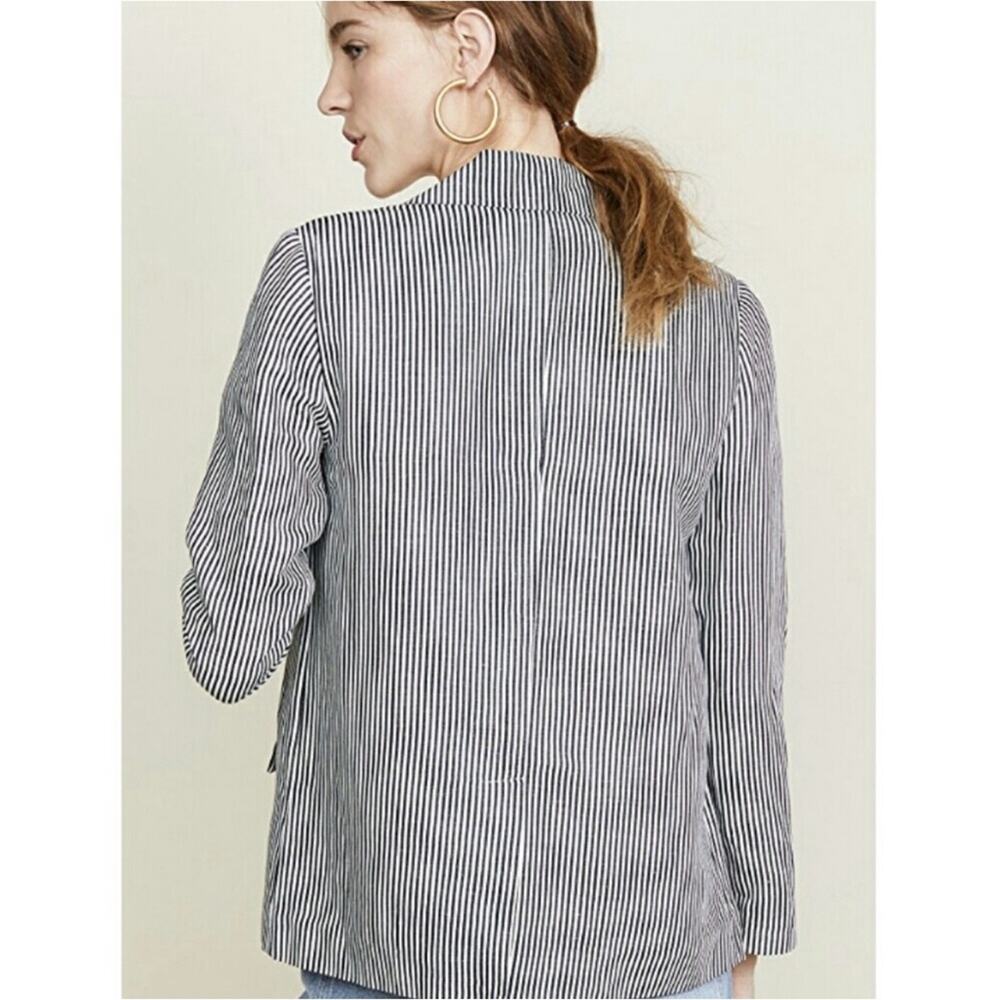 Cupcakes and Cashmere Dove Blazer Boyfriend Striped Oversized Medium Linen Blend - Picture 3 of 14